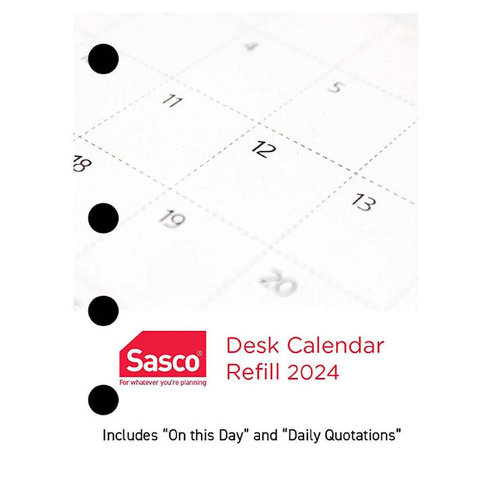 Sasco 2024 Desk Calendar Refill Side Hole Day To A Page SHCR24