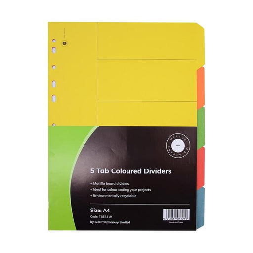 OSC Dividers Cardboard 5 Tab Coloured-Marston Moor