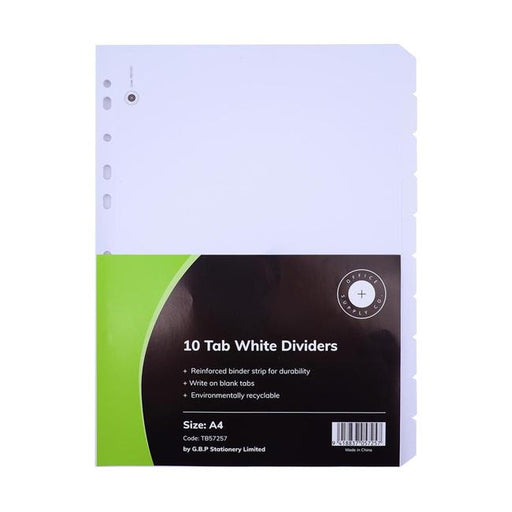 OSC Dividers Cardboard 10 Tab White-Marston Moor