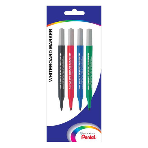 Pentel whiteboard marker small barrel mw5s 1.3mm assorted pack 4 h/s-Marston Moor