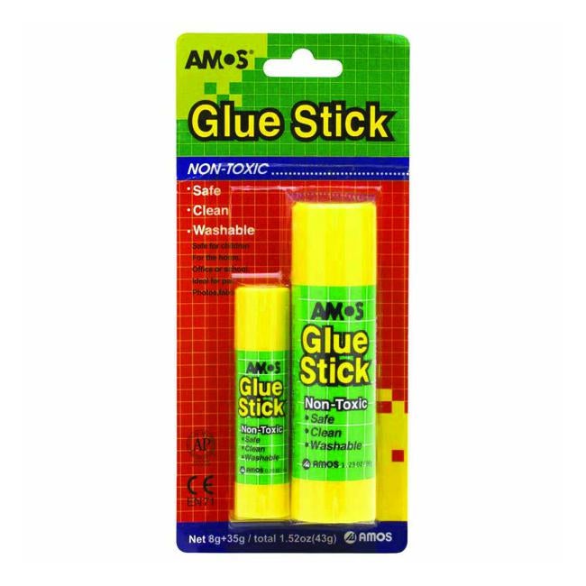 Amos Glue Stick 35gm Plus 8gm Multipack Jumbo And Small