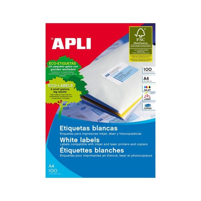 Apli labels a4 105x74mm square 100 sheets