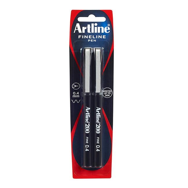 Artline 200 fineliner pen 0.4mm 2pc black hs
