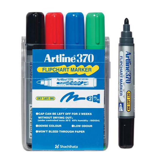 Artline 370 flipchart marker 2mm bullet nib astd wallet4