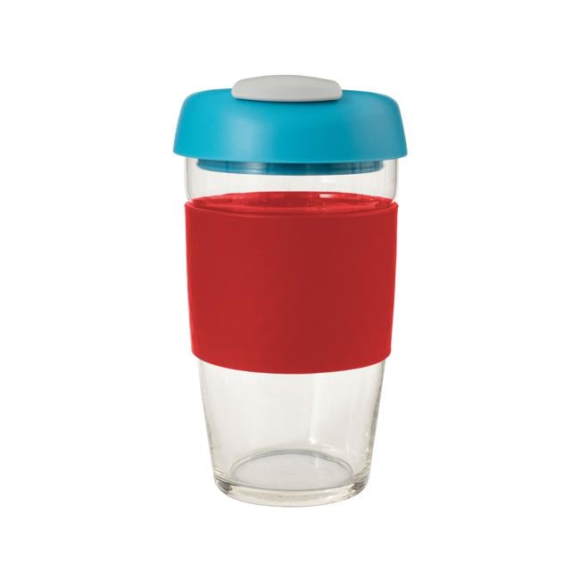 Avanti Glass GoCup 473ml Red/Aqua/Grey