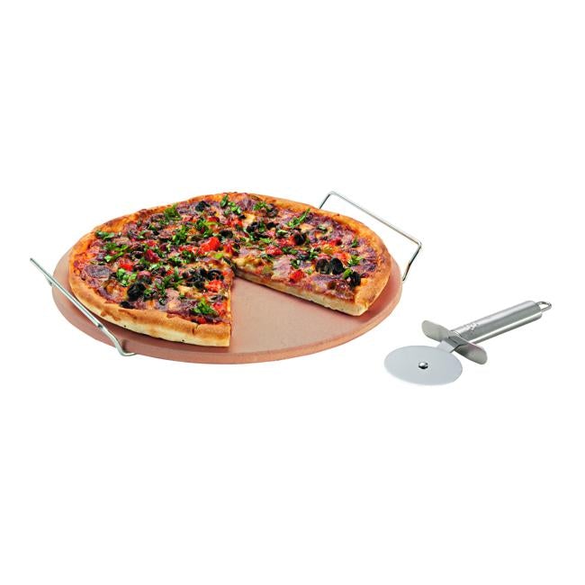 Avanti Pizza Stone Set With Rack And Pizza Cutter 33Cm