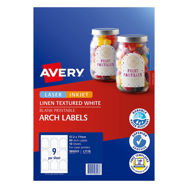 Avery Arched  Textured Labels 10 Sheets 9 Up White