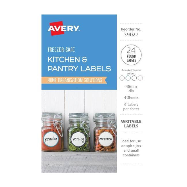 Avery assorted freezer labels a6 circle 45mm diam 4 pk