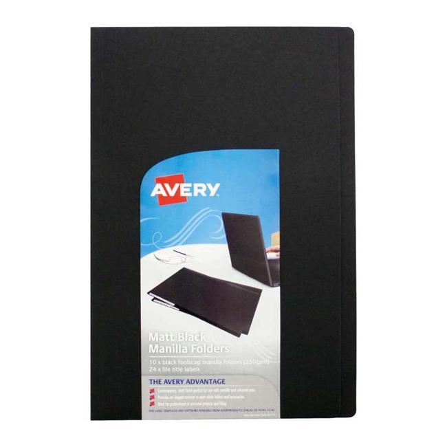 Avery File Folder Black 250gsm Foolscap Pack 10