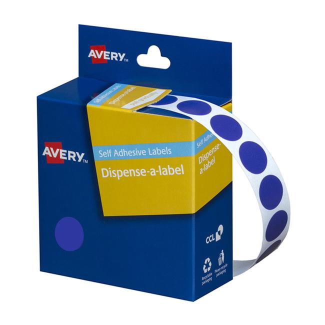 Avery Label Dispenser Dmc14b Blue Round 14mm 1050 Pack