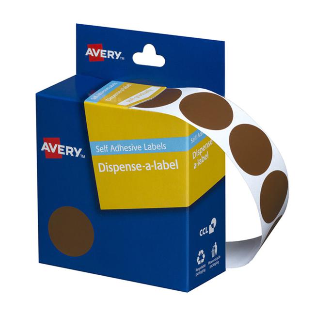 Avery Label Dispenser Dmc24br Brown Round 24mm 500 Pack