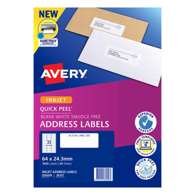 Avery Label J8157-50 Inkjet 50 Sheets