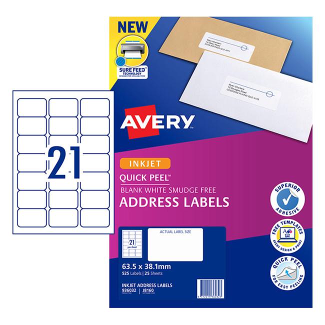 Avery Label J8160-25 Inkjet 25 Sheets
