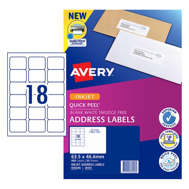 Avery Label J8161-50 Inkjet 50 Sheets