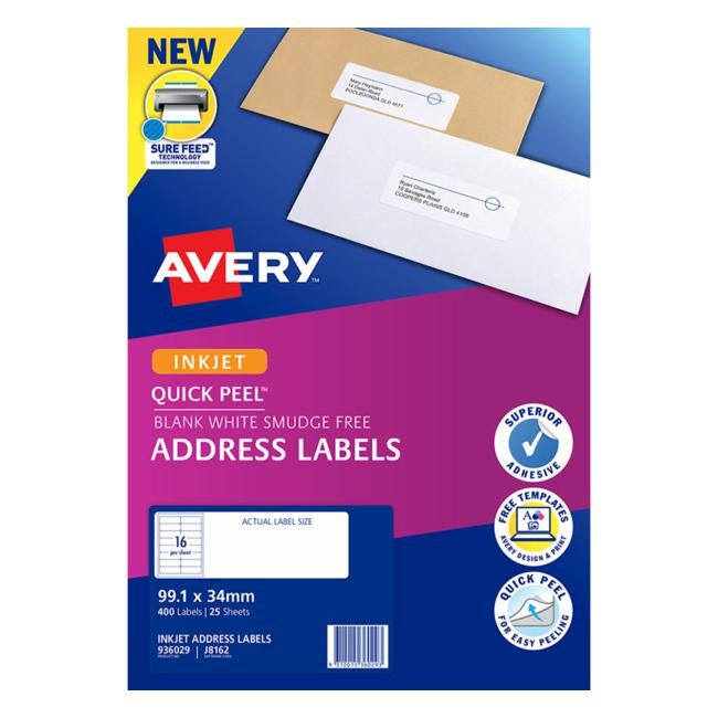 Avery Label J8162-25 Inkjet 25 Sheets