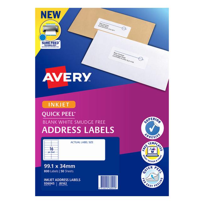 Avery Label J8162-50 Inkjet 50 Sheets