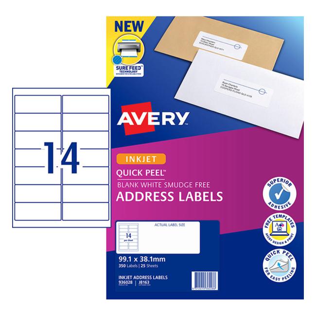 Avery Label J8163-25 Inkjet 25 Sheets
