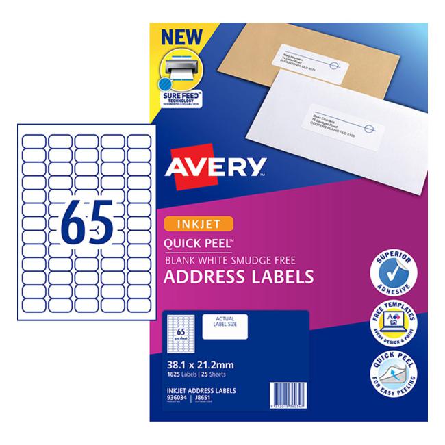 Avery Label J8651-25 Inkjet 25 Sheets