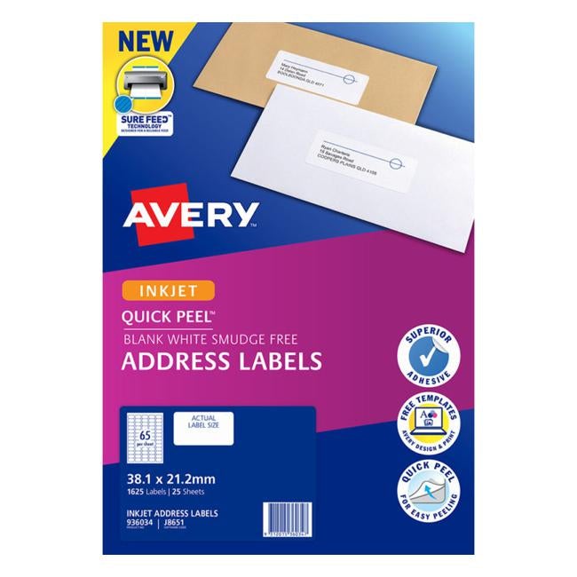 Avery Label J8651-25 Inkjet 25 Sheets