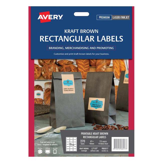 Avery Label L7110 Rectangular Kraft 18up 15 Sheets