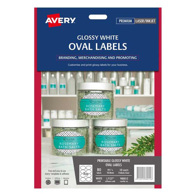 Avery Label L7127 Oval Glossy 9up 10 Sheets