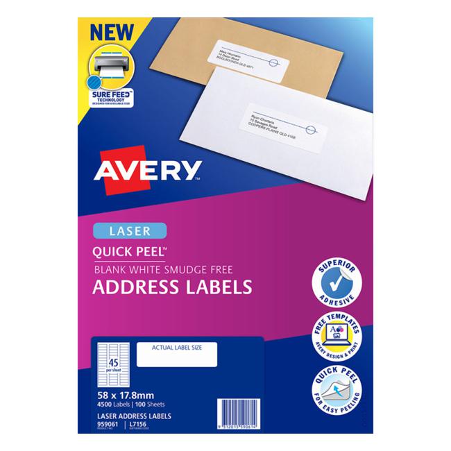Avery Label L7156-100 58×17.8mm 100 Sheets