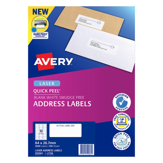 Avery Label L7158-100 64×26.7mm 100 Sheets