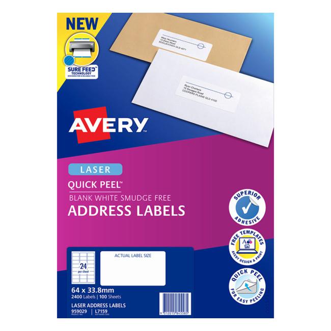 Avery Label L7159-100 Pop Up Quick Peel 64×33.8mm 100 Sheets