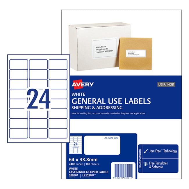 Avery Label L7159 General Use 64×33.8mm 100 Sheets