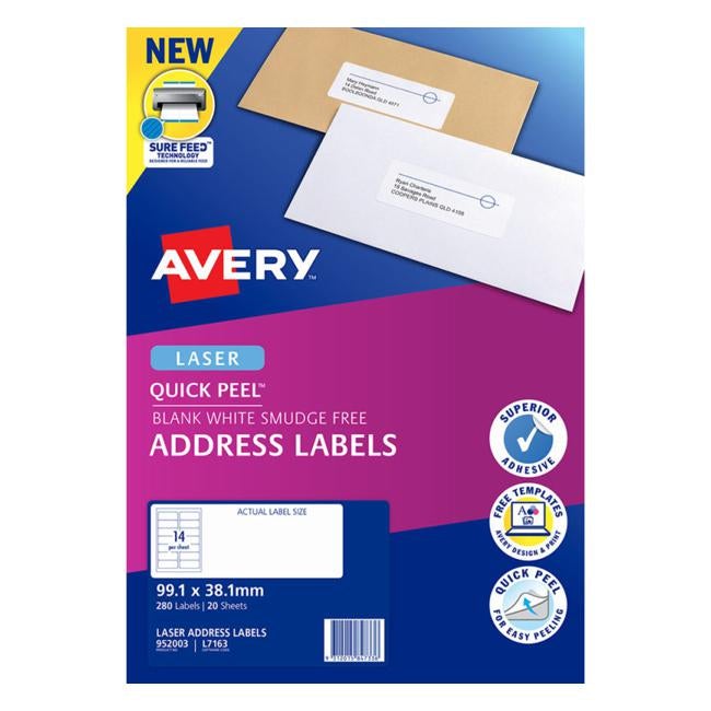 Avery Label L7163-20 20 Sheets Laser