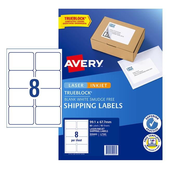 Avery Label L7165 Internet Shipping 8/Sheet 99.1×67.7mm 10 Pack