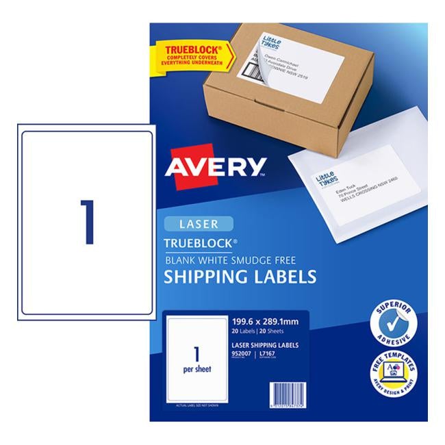 Avery Label L7167-20 20 Sheets Laser