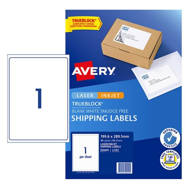 Avery Label L7167 Internet Shipping 1/Sheet 199.6×289.1mm 10 Pack