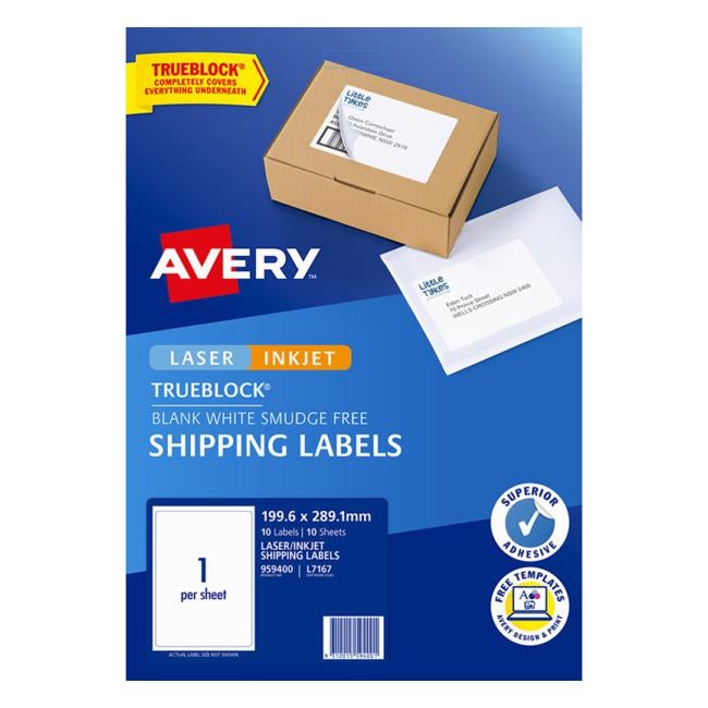 Avery Label L7167 Internet Shipping 1/Sheet 199.6×289.1mm 10 Pack