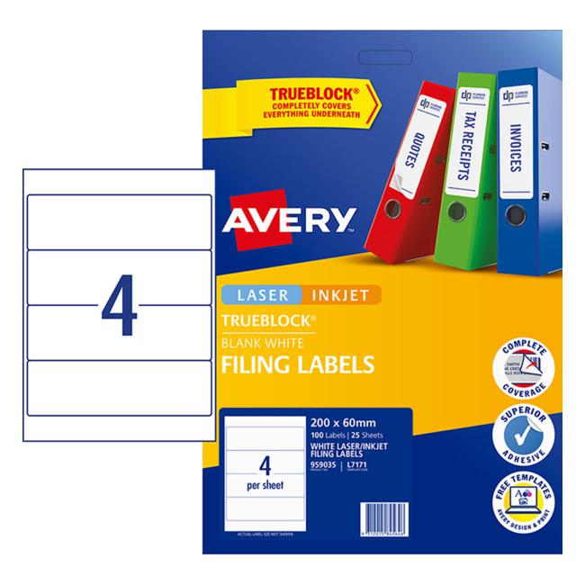 Avery Label L7171 Lever Arch 25 Sheets