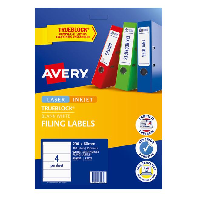 Avery Label L7171 Lever Arch 25 Sheets