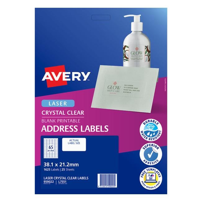 Avery Label L7551-25 Clear 25 Sheets