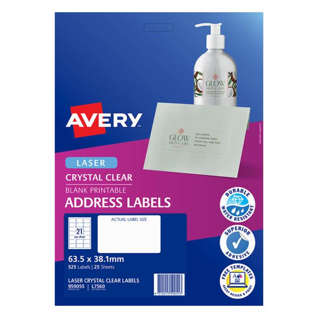 Avery Label L7560-25 Clear 25 Sheets