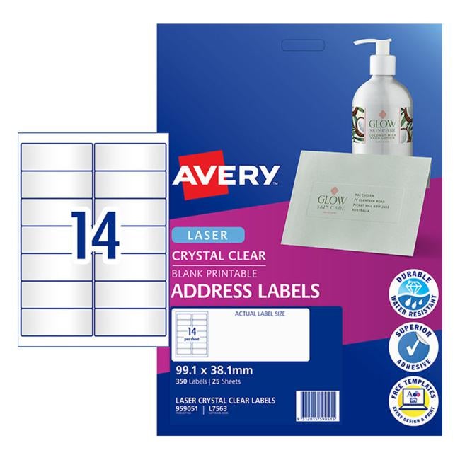 Avery Label L7563-25 Clear 25 Sheets