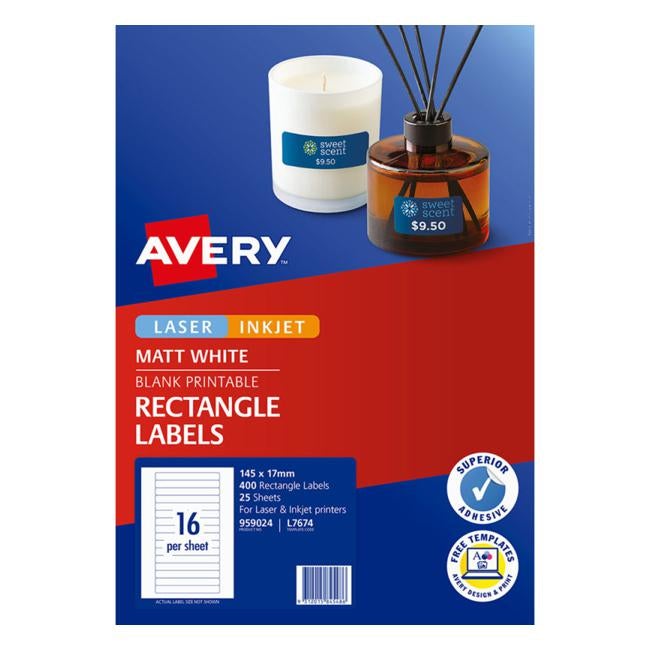 Avery Label  L7674 145x17mm 16up 25 Sheets Laser