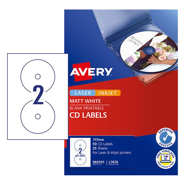 Avery Label L7676-25 Cd-R/Dvd 25 Sheets