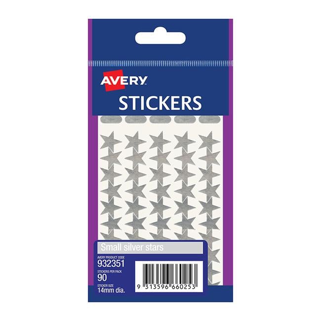 Avery Label Stars Small Silver 90 Pack