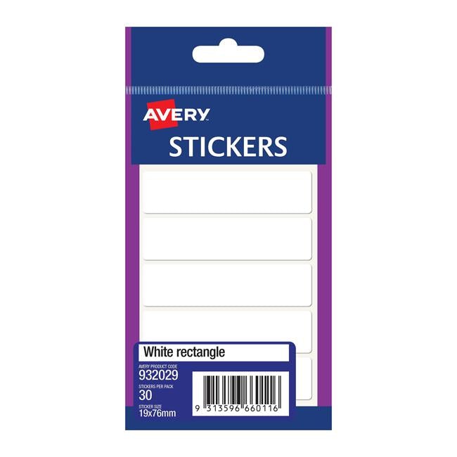 Avery Label White Rectangle 19x76mm 6up 5 Sheets