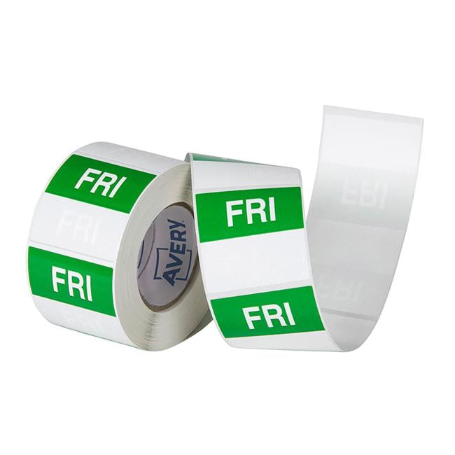 Avery Labels Friday Square Day 40x40mm Green White 500 Roll