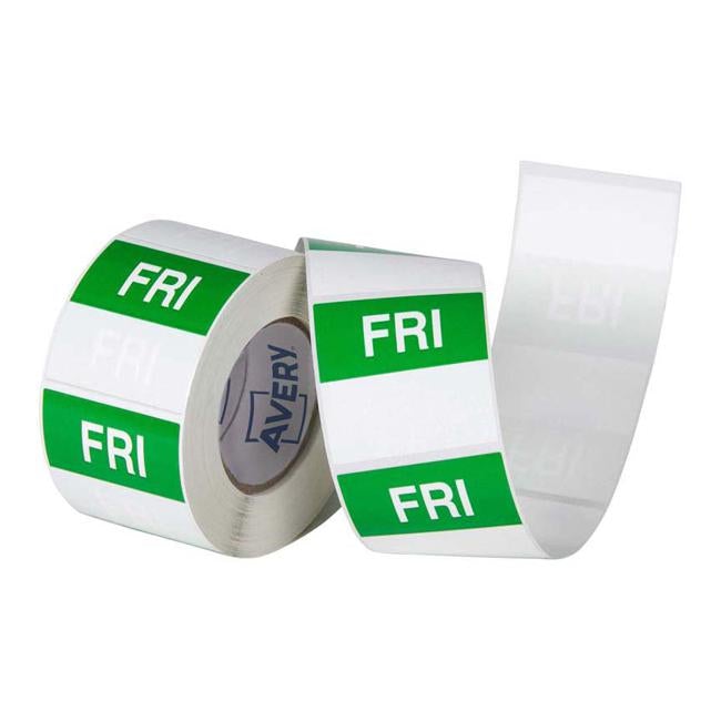 Avery Labels Friday Square Day 40x40mm Green White 500 Roll