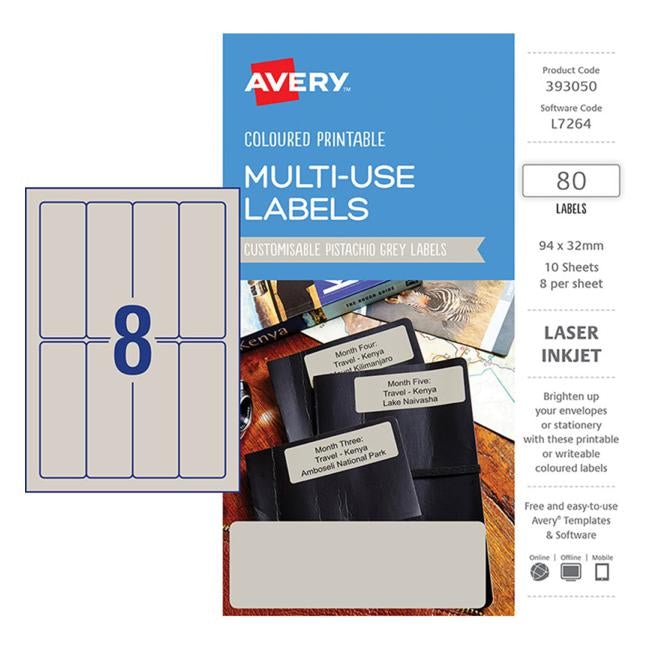 Avery Labels L7264 Pistachio  32×94 A5 8 Up Pack 10