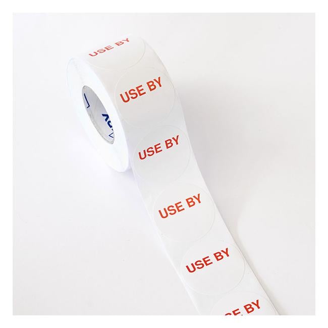 Avery Labels Use By Round  40mm White Red 500 Roll