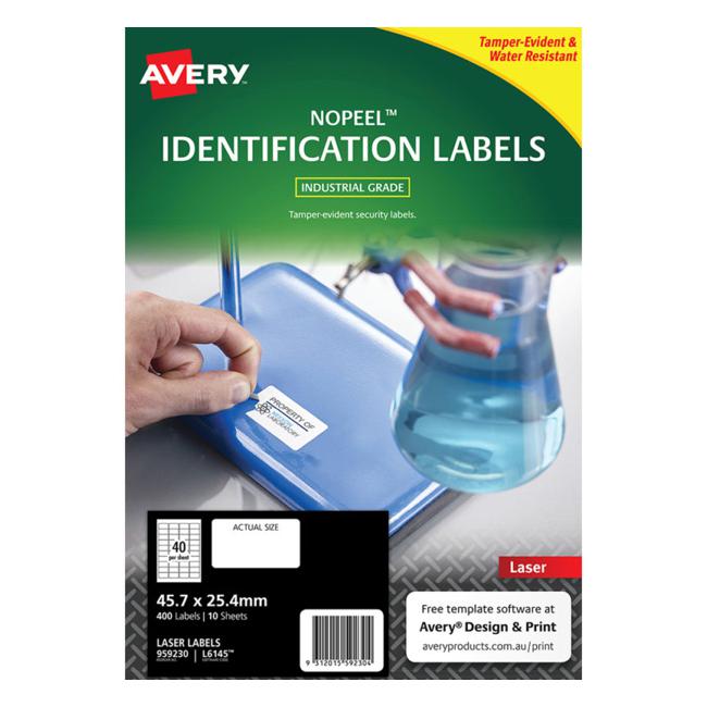 Avery Nopeel Label L6145 White 40 Up 10 Sheets Laser 45.7×25.4mm