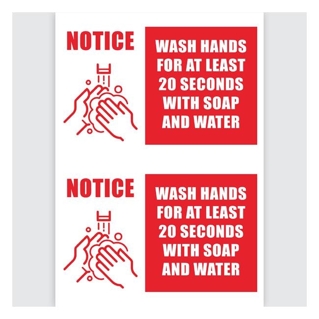 Avery Pre-Printed Self-Adhesive Sign Wash your Hands A4 2up 5 Sheets