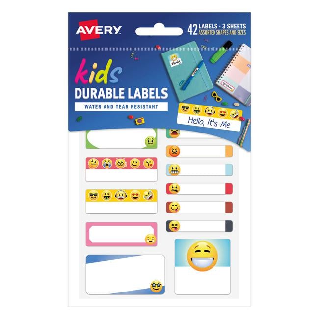 Avery School Label Multipack - Hello It's Me Emoji 3 pk